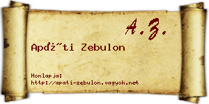 Apáti Zebulon névjegykártya